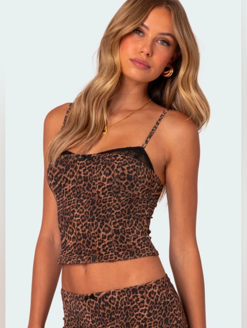 Edikted Edin Leopard Print Mesh Bra Top Size S